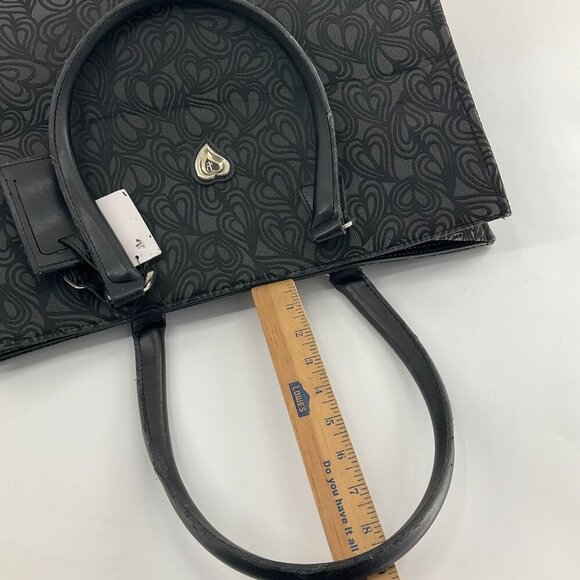 Diane von Furstenberg Womens Jacquard Heart Print Shoulder Tote travel Bag Black - Picture 9 of 14